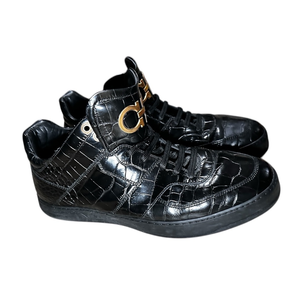 FERRAGAMO Men's Black 
Designer Boots